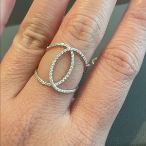 EF Collection 14k White Gold Diamond Infinity Statement Ring Size 7